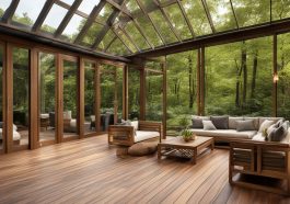 Terrassengestaltung mit Holzbelägen im Wintergarten