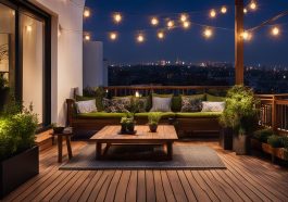 Terrassenbeleuchtung und -gestaltung für abendliche Entspannung in der Stadt
