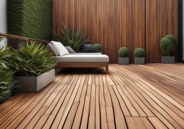 Terrassendesign mit mehreren Holzarten und Mustern