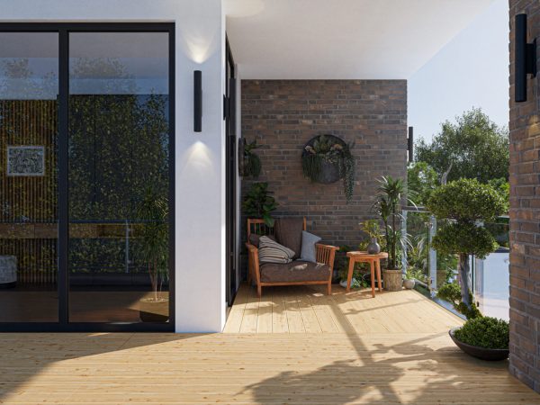 WOODTEX Terrassendiele Sibirische Lärche - 24 mm stark, LxB: 300x14 cm, fein geriffelt / fein geriffelt