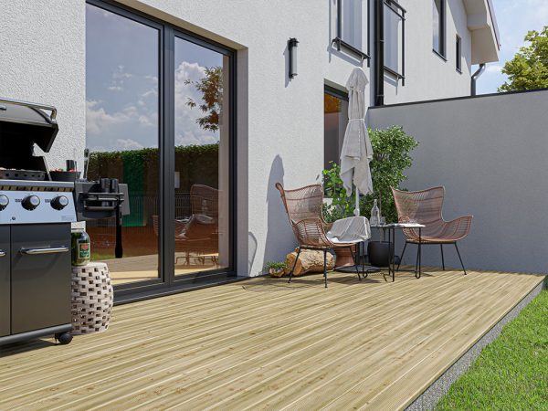 WOODTEX Terrassendiele Kiefer - Stärke/Breite 20x120 mm, Länge 4 m, fein geriffelt