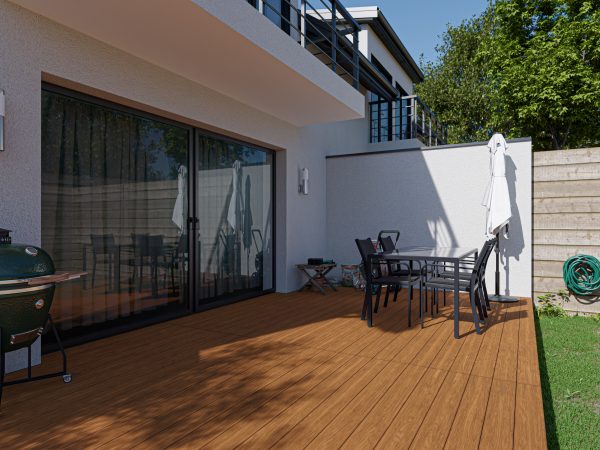 WOODTEX Terrassendiele Tiger ABODO Vulcan Pinus Radiata dunkelbraun - Stärke/Breite 27x142 mm, Länge 430 cm, thermobehandelt, French Profile / glatt