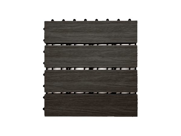 Outgarden WPC-Fliese Holzoptik anthrazit - Leichte Verlegung, Co-extrudierte Oberfläche, 30x30 cm