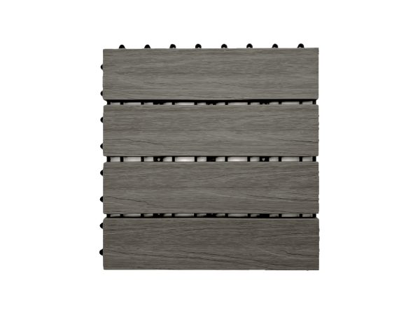Outgarden WPC-Fliese Holzoptik Hellgrau - Leichte Verlegung, Co-extrudierte Oberfläche, 30x30 cm