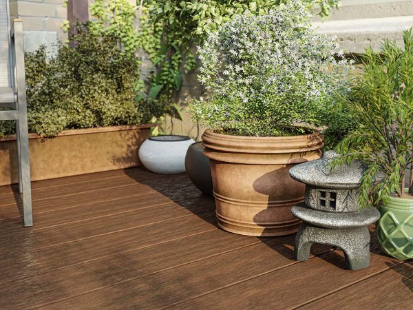 FIBERON WPC Terrassendiele Symmetry Warm Sienna - perfekte Montage mit dem Cobra Clip, Stärke/Breite 24x136 mm, Länge 4,88 m, glatt, Massivprofil,