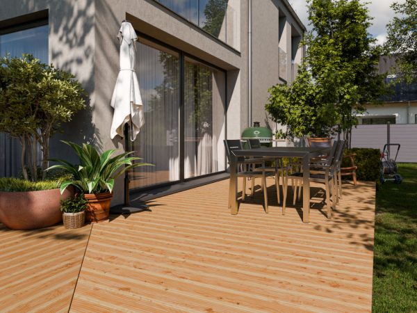 WOODTEX Terrassendiele Douglasie - 4 m lang, 24x138 mm, glatt/geriffelt, PEFC