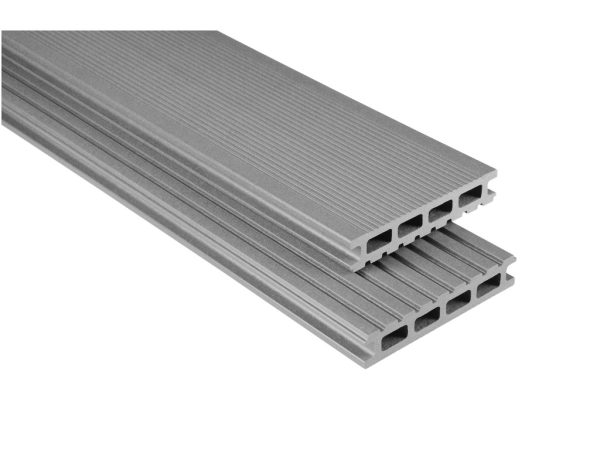 KOVALEX WPC Kovalex-Terrassendiele grau mattiert - Stärke/Breite 26x145 mm, Länge 5 m, grob / fein geriffelt, Hohlkammerprofil