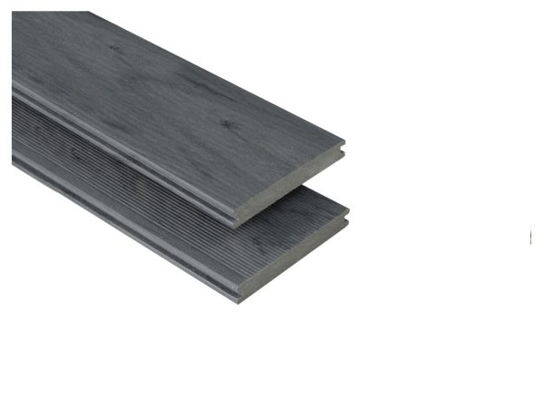 KOVALEX WPC Kovalex-Terrassendiele Holzoptik Räuchereiche mattiert - Stärke/Breite 20x145 mm, Länge 4 m, strukturiert / fein geriffelt, Massivprofil