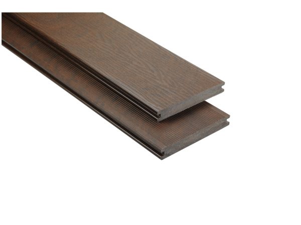 KOVALEX WPC Kovalex-Terrassendiele Holzoptik Kastanie mattiert - Stärke/Breite 20x145 mm, Länge 5 m, strukturiert / fein geriffelt, Massivprofil