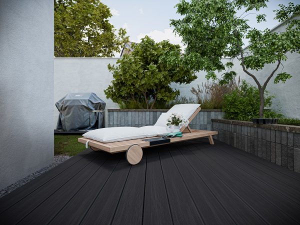 Belladoor Terrassendiele WPC dunkelbraun Holzoptik geprägte Oberfläche - Stärke/Breite 25x146 mm, eckige Hohlkammer, Holzoptik / fein geriffelt