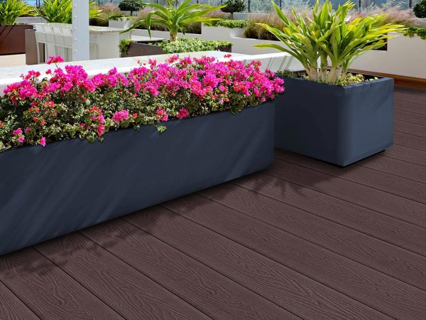 Belladoor Terrassendiele WPC Braun Holzoptik - Stärke/Breite 25x146 mm, eckige Hohlkammer, Holzoptik / fein geriffelt