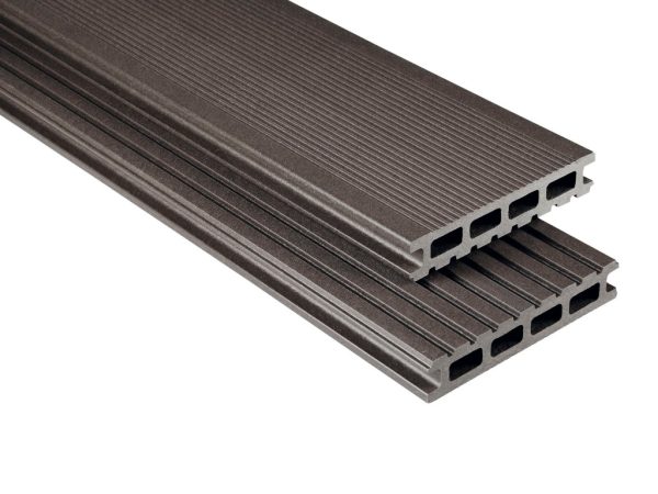 KOVALEX WPC Kovalex-Terrassendiele graubraun mattiert - Stärke/Breite 26x145 mm, Länge 4 m, grob / fein geriffelt, Hohlkammerprofil