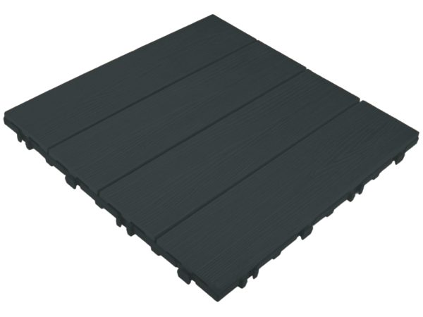Outgarden WPC-Fliese Holzoptik Anthrazit - Oberfläche in Holzmaserung, pflegeleicht, 40x40 cm