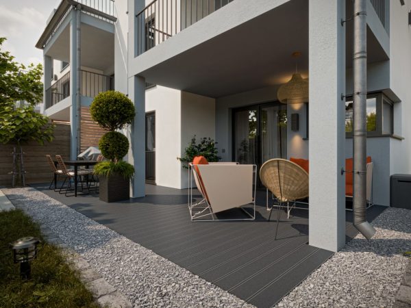 Outgarden Terrassendielen WPC Premium anthrazit - Stärke/Breite 20x140 mm, Länge 3 m, fein geriffelt/grob geriffelt, Massivprofil