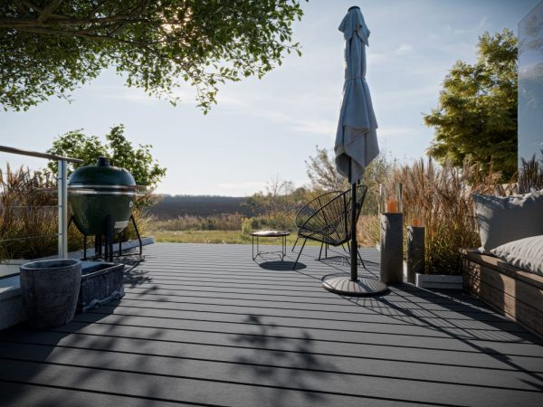 Outgarden Terrassendielen WPC Premium grau - Stärke/Breite 20x140 mm, hochwertige Holzoptik, Massivprofil