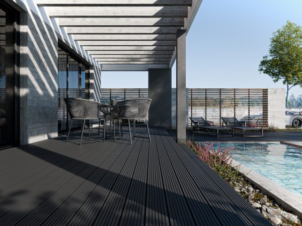 Outgarden Terrassendielen WPC Premium anthrazit - Stärke/Breite 20x120 mm, Länge 3 m, fein geriffelt/grob geriffelt, Massivprofil