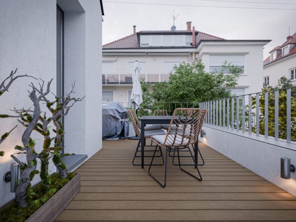 Outgarden Terrassendielen WPC Premium dunkelbraun - Stärke/Breite 20x140 mm, hochwertige Holzoptik, Massivprofil