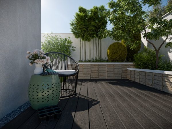 Belladoor Terrassendiele WPC grau Holzoptik geprägte Oberfläche - Stärke/Breite 25x146 mm, eckige Hohlkammer, Holzoptik / fein geriffelt
