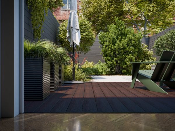 Belladoor Terrassendiele WPC braun Holzoptik geprägte Oberfläche - Stärke/Breite 25x146 mm, eckige Hohlkammer, Holzoptik / fein geriffelt