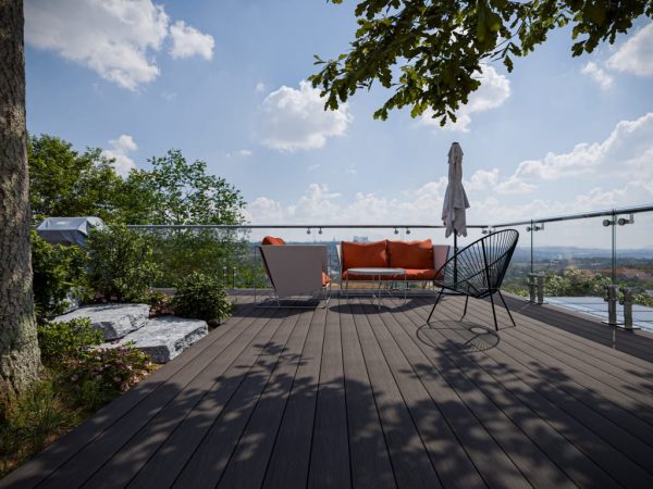 Belladoor Terrassendiele WPC grau Holzoptik geprägte Oberfläche - Stärke/Breite 23x140 mm, Holzoptik, runde Hohlkammer, Co-Extrusion
