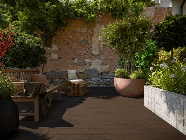 Belladoor Terrassendiele BPC Mahagoni Tiefe Holzstruktur - Stärke/Breite 20x143 mm, Länge 4 m, franz. Profil / strukturiert, Massivprofil