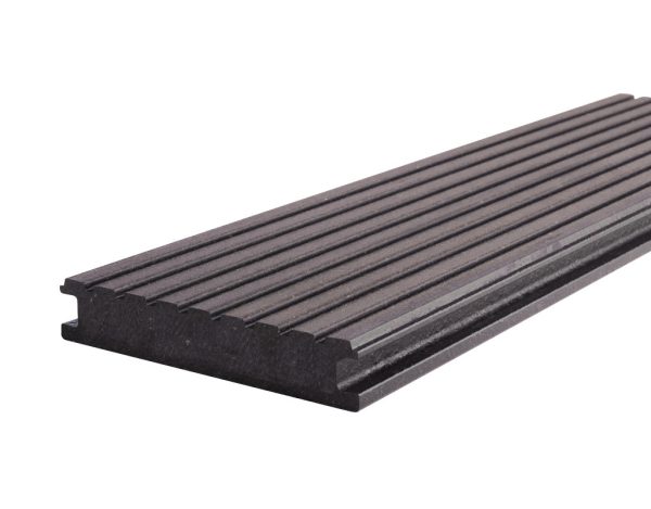 KOVALEX Terrassendiele WPC graubraun gebürstet deutsche Herstellung - Stärke/Breite 26x145 mm, Länge 4 m, fein geriffelt / grob geriffelt,