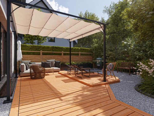 WOODTEX Terrassendiele Douglasie Naturel - Stärke/Breite 28x145 mm, Länge 5 m, beidseitig franz. Profil