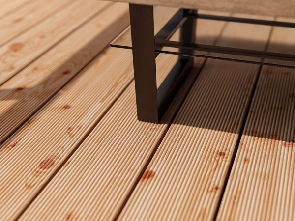 WOODTEX Terrassendiele Douglasie - Stärke/Breite 26x140 mm, Länge 400 cm, geriffelt unbehandelt