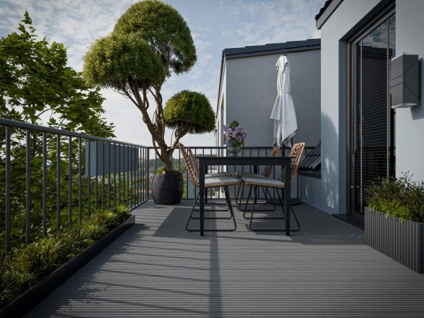 Outgarden Terrassendielen WPC Premium grau - Stärke/Breite 20x140 mm, Länge 4 m, fein geriffelt / grob geriffelt, Massivprofil